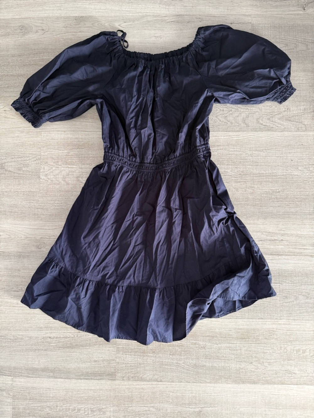 GAP Navy Puff Sleeve Tiered Mini Dress